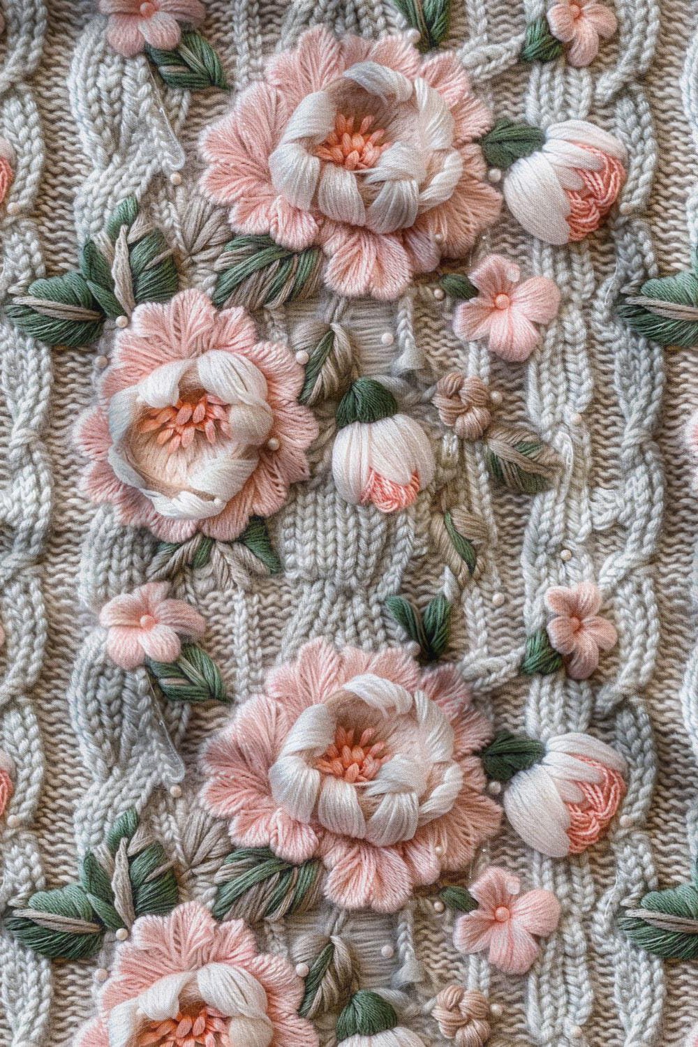 3D Örgü Yeşil Yaprak Desenli Dijital Baskılı Kumaş