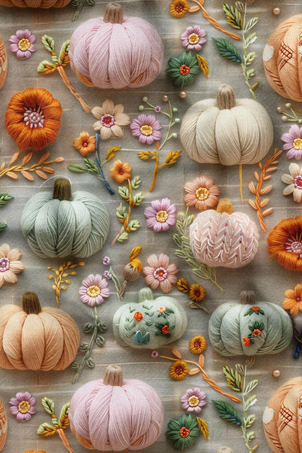 3D Sonbahar Balkabağı Desenli Dijital Baskılı Kumaş