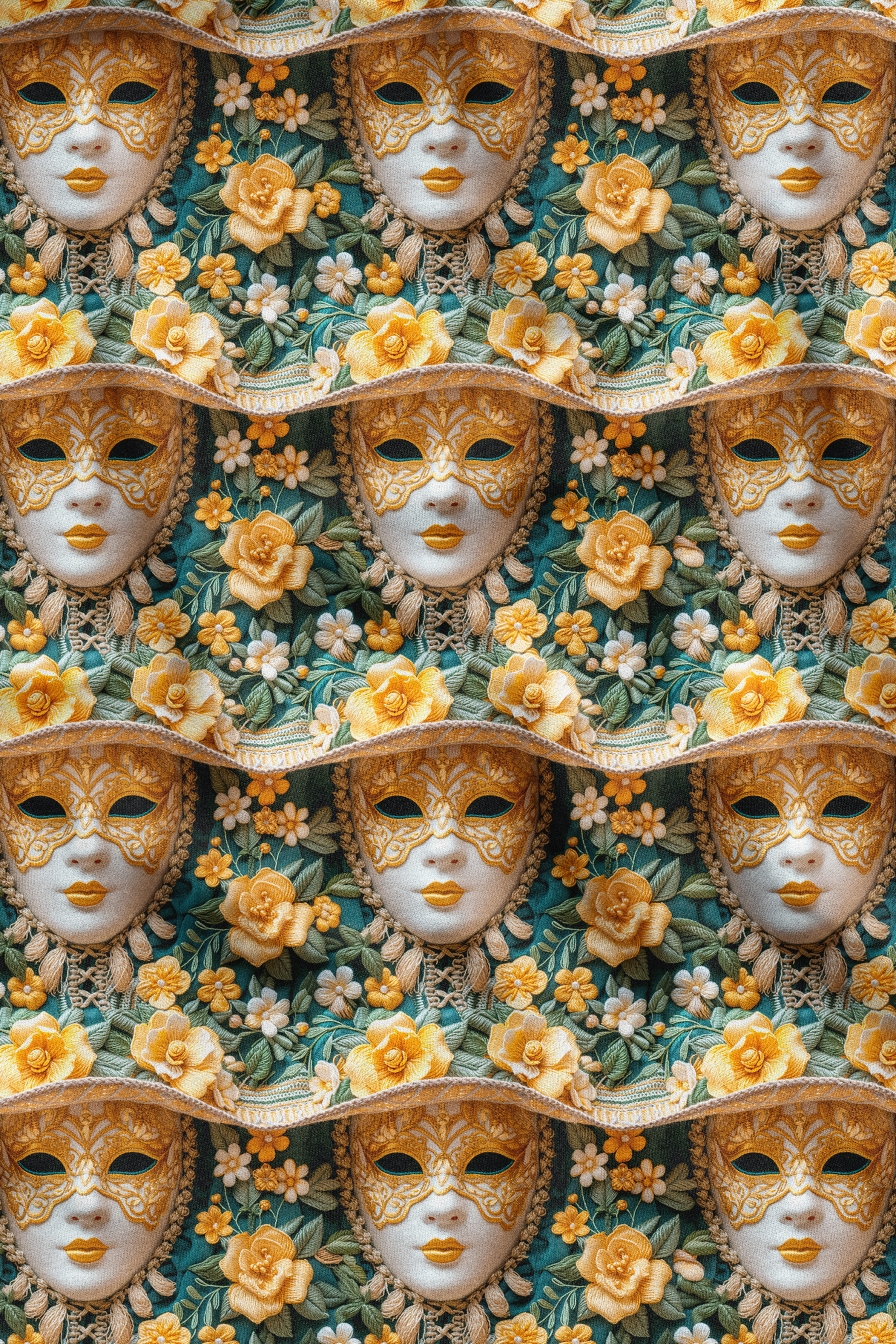 3D Yüzler Desenli Dijital Baskılı Kumaş