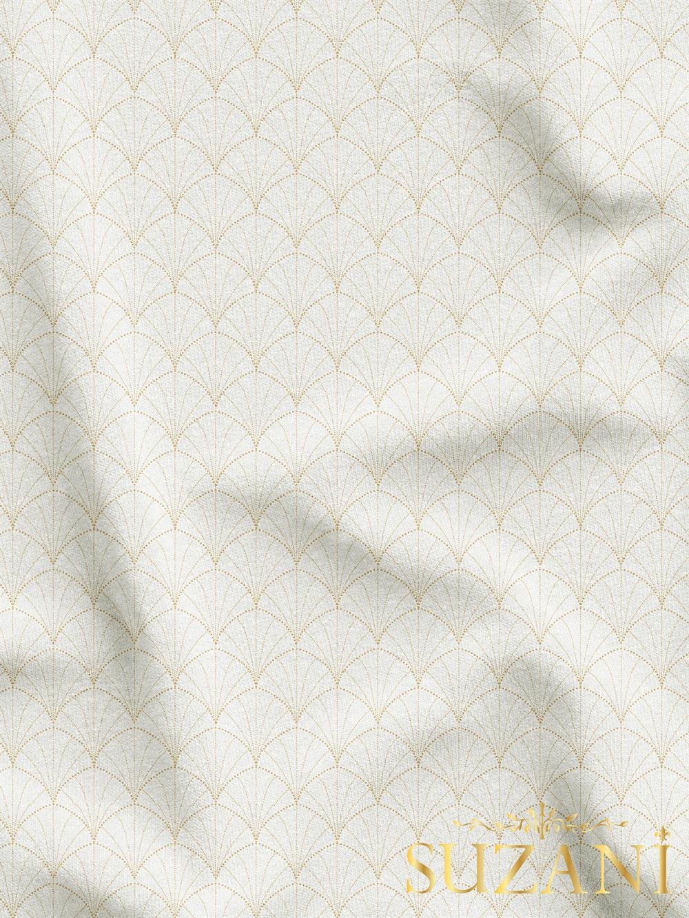 Altın Çizgili Geometrik Desenli Dijital Baskılı Kumaş