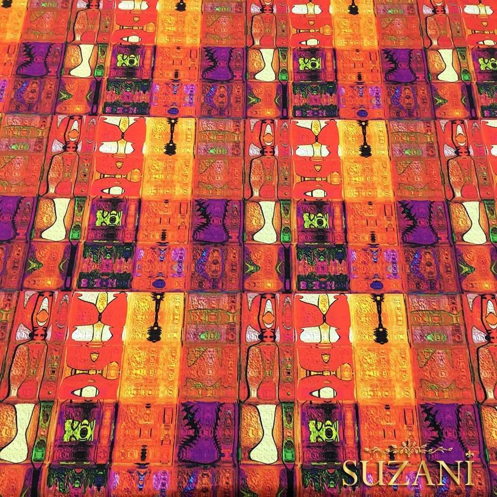 Ateş Patchwork Desenli Kumaş