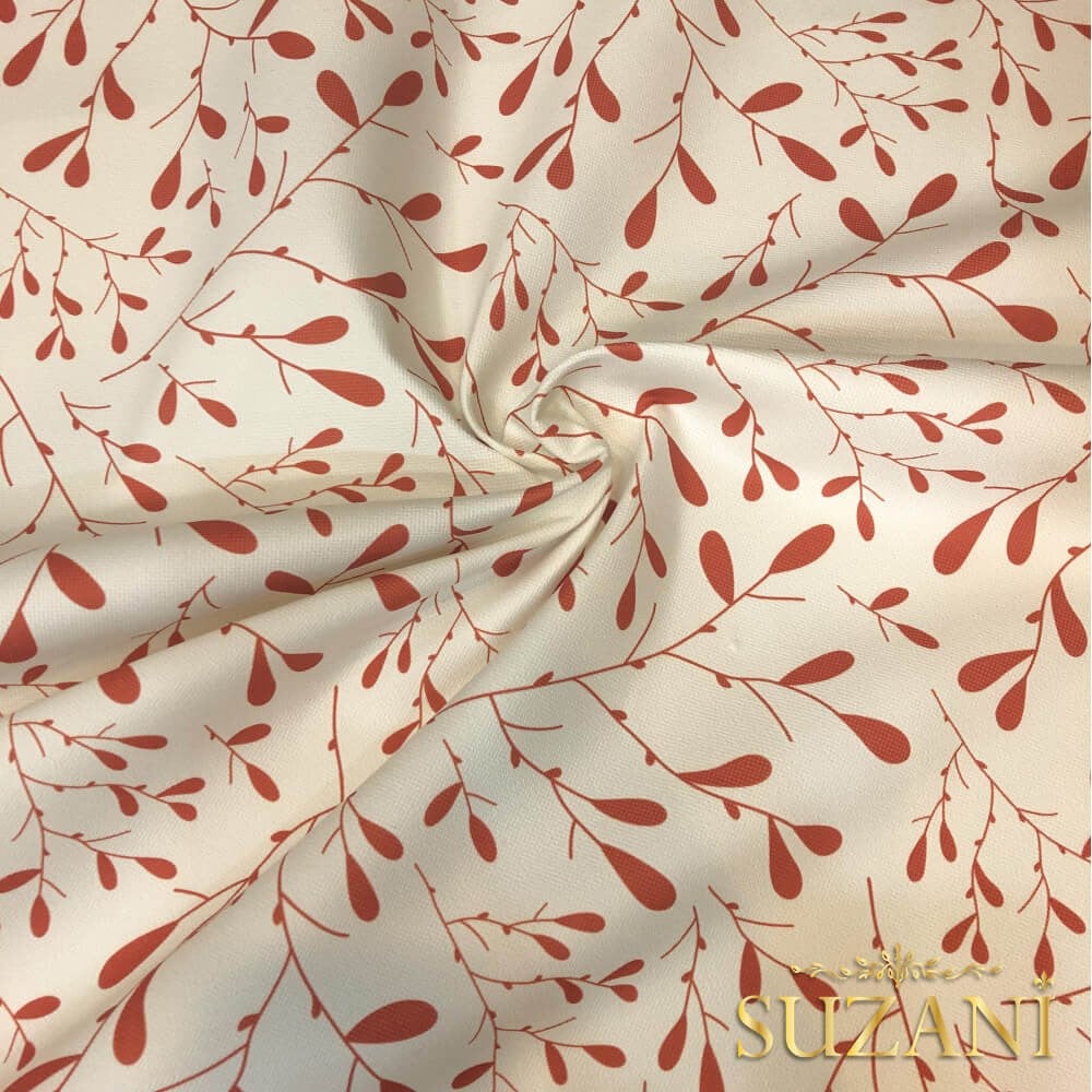 Bakır Minik Yaprak Desenli Dijital Baskılı Kumaş