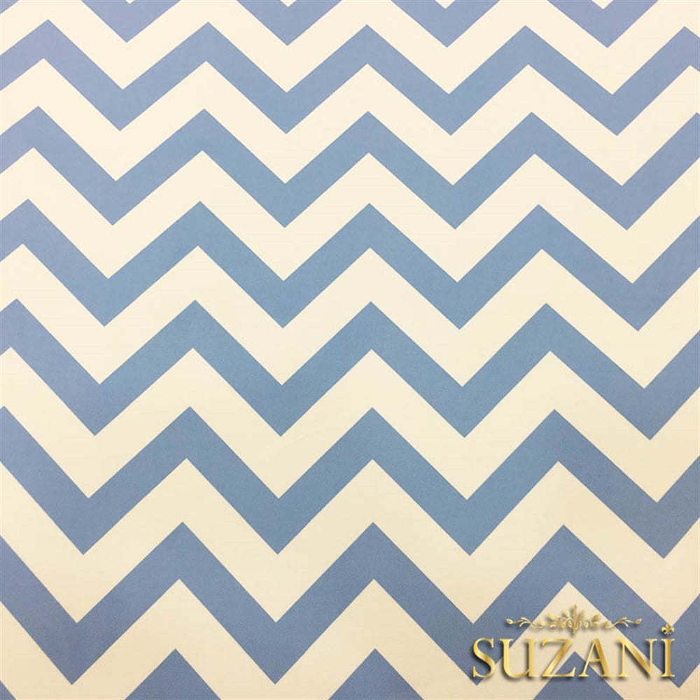 Bebe Mavi Zigzag Döşemelik Kumaş