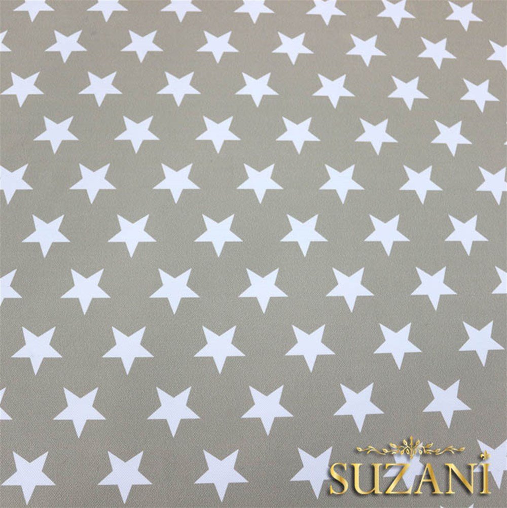 Bej Zemin Düz Yıldızlı Kumaş