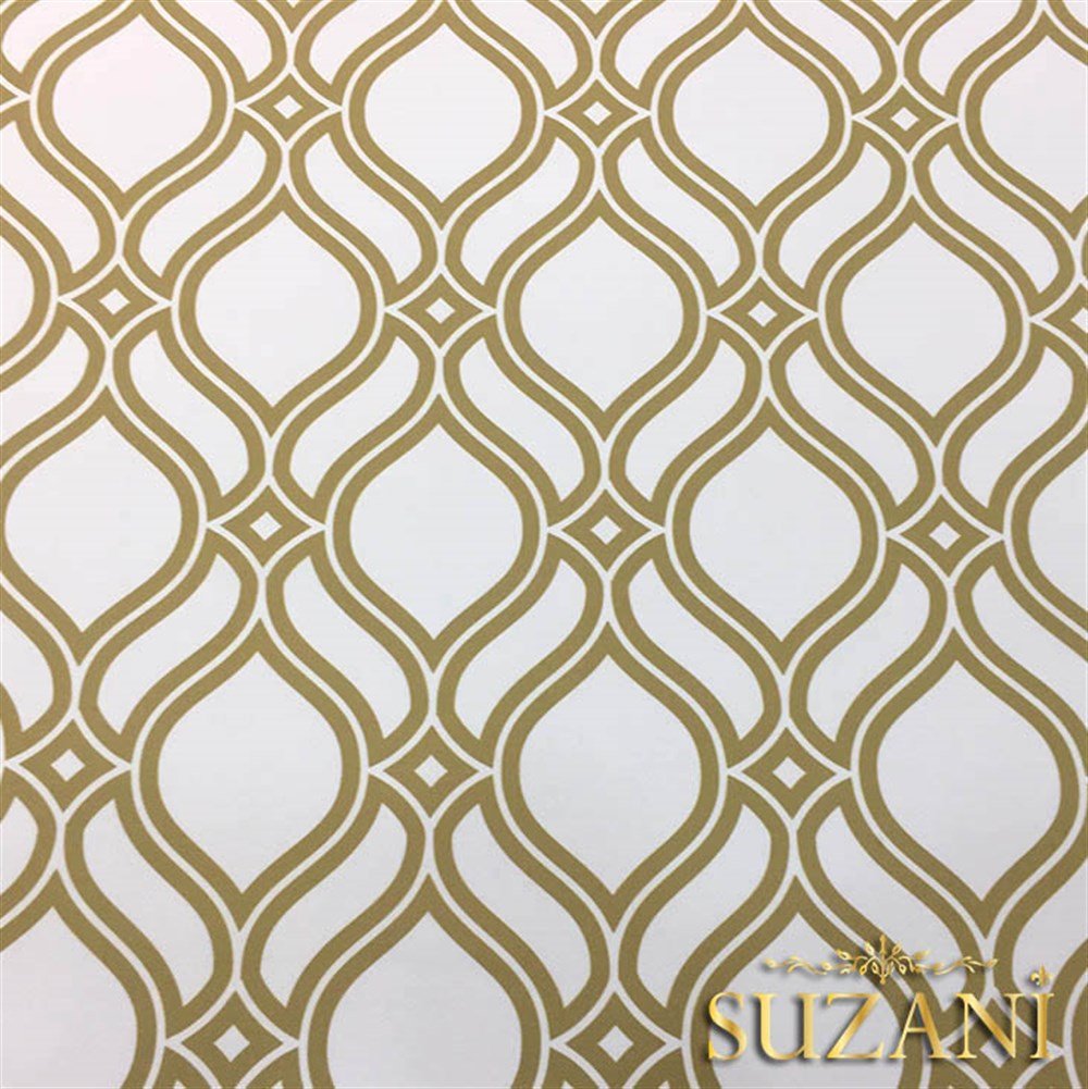 Beyaz Kahve Arabesk Desenli Kumaş