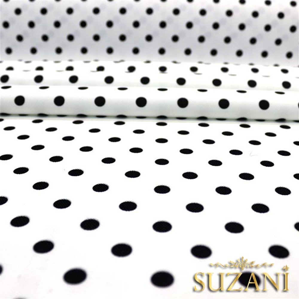 Beyaz Üzeri Siyah Küçük Puanlı Kumaş
