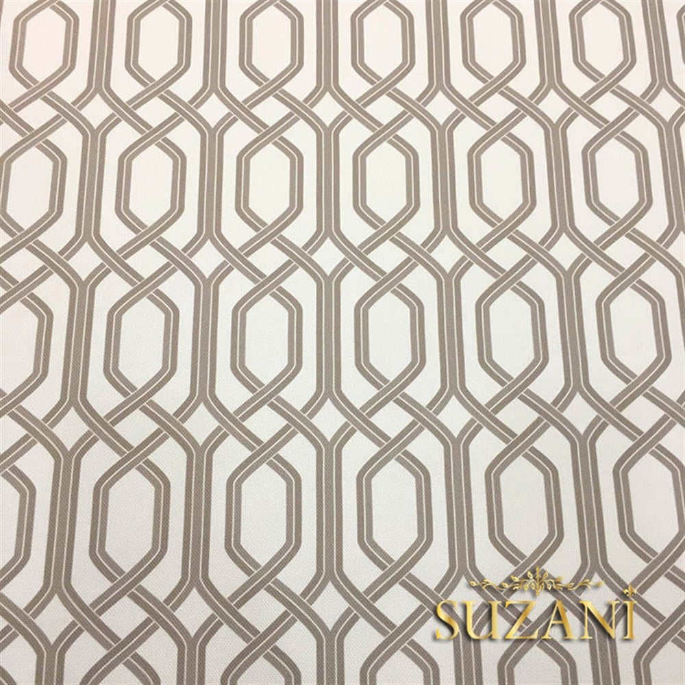 Beyaz Zemin Bej Rengi Örgü Desenli Kumaş