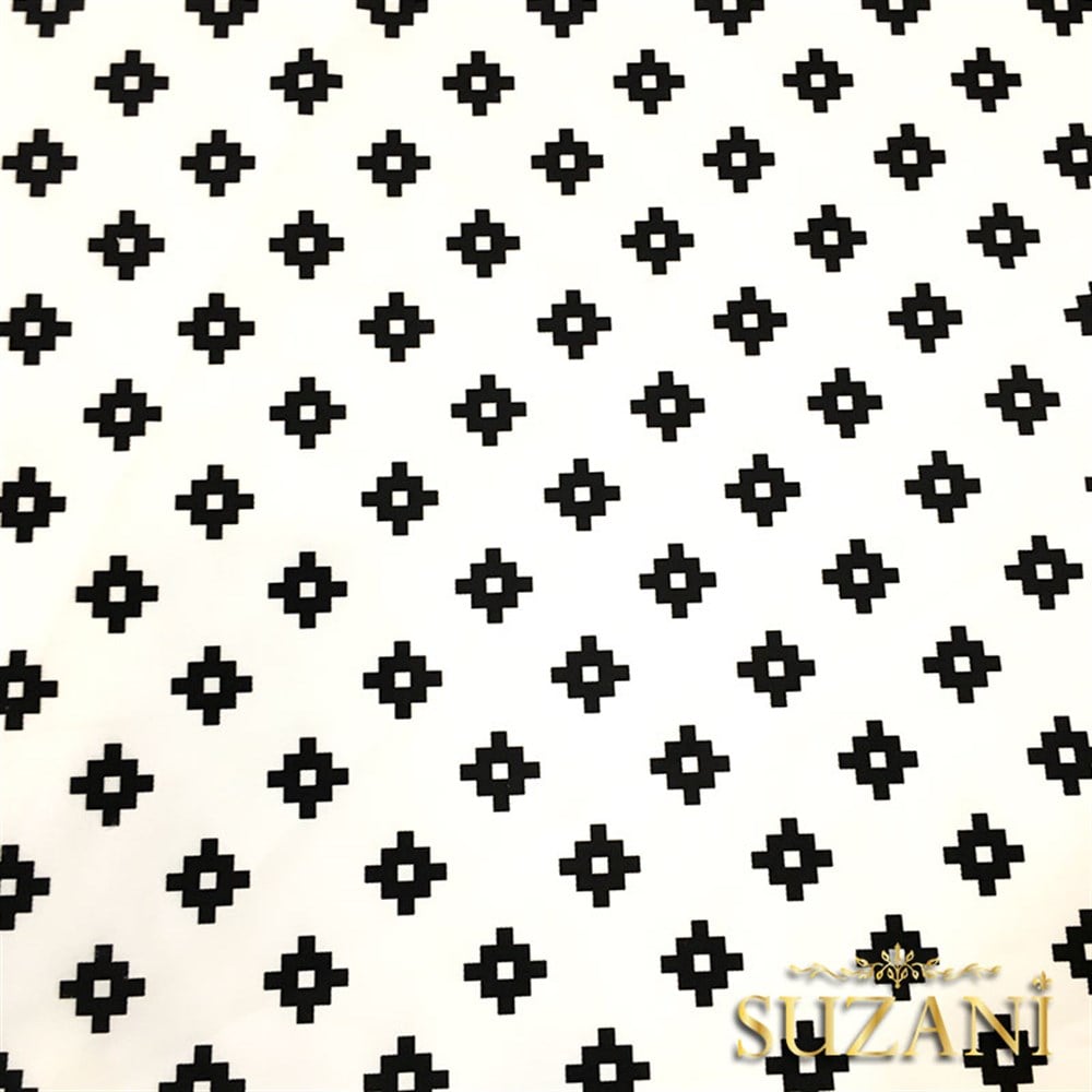 Beyaz Zemin Küçük Mozaik Desenli Kumaş