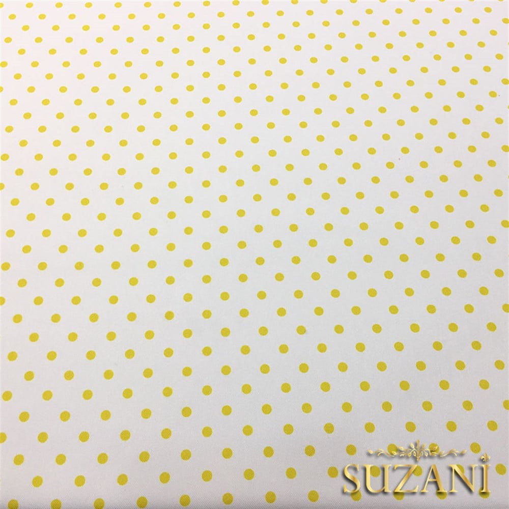 Beyaz Zemin Sarı Küçük Puanlı Kumaş