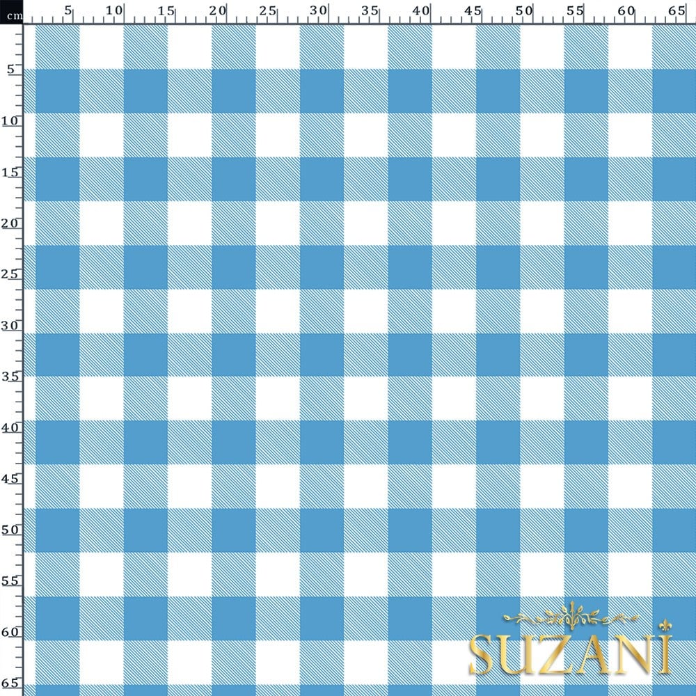 Buz Büyük Pötikare Desenli Dijital Baskılı Kumaş