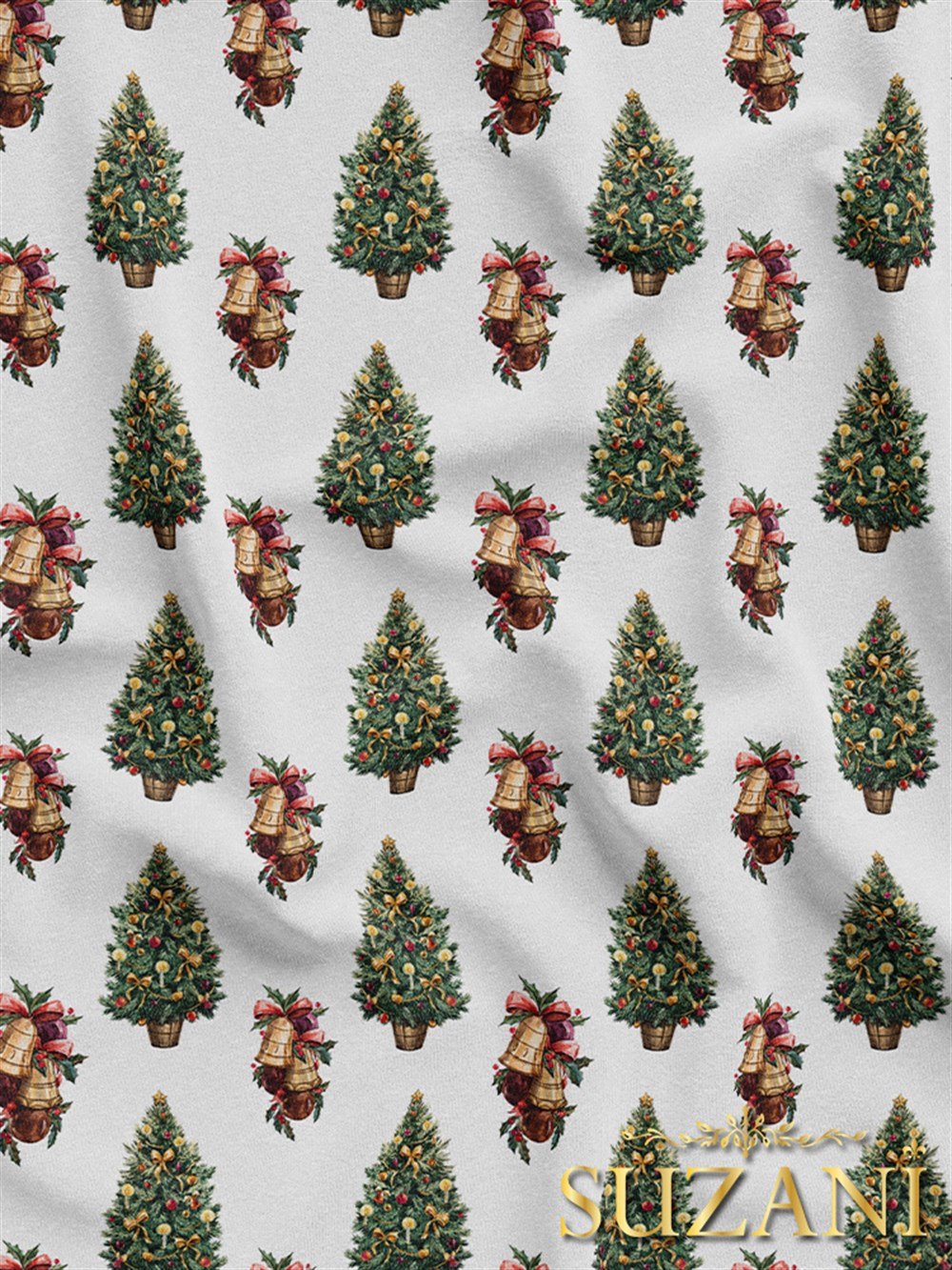 Çam Ağacı Desenli Dijital Baskılı Kumaş