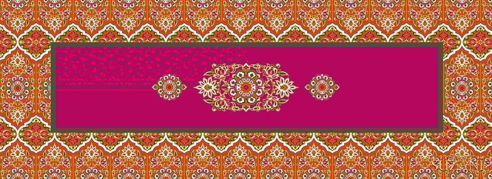 Canlı Turuncu Geleneksel Desenli Runner Kumaşı