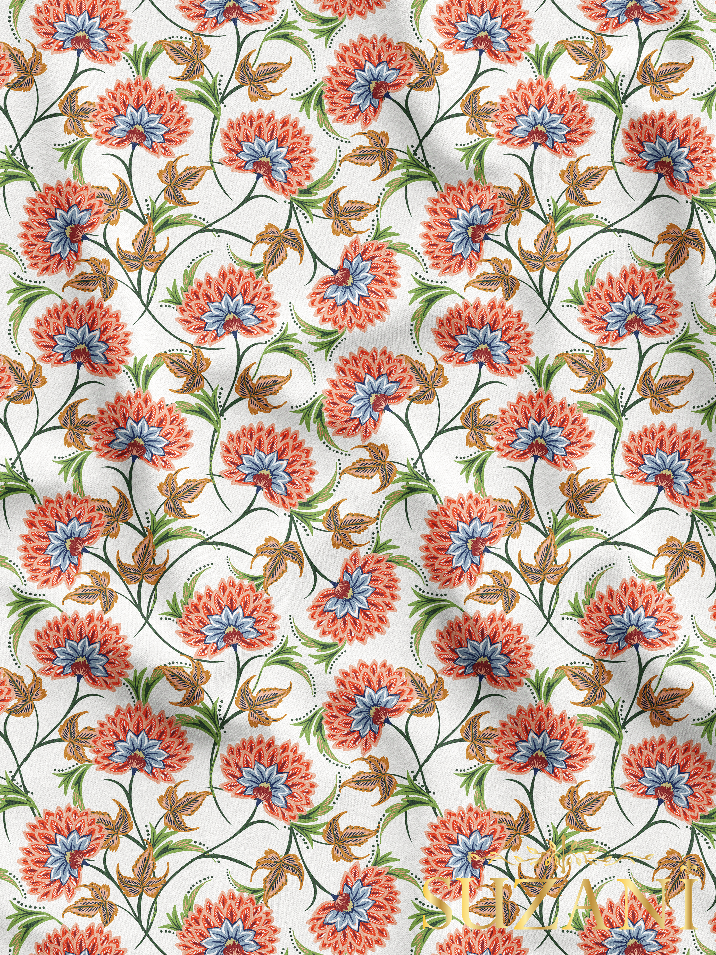 Çiçek Desenli Dijital Baskılı Kumaş