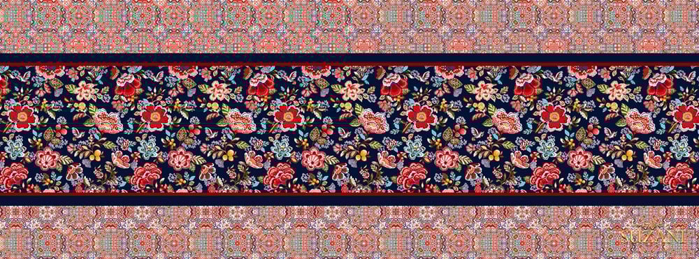 Çiçek Desenli Dikişsiz Runner Kumaşı