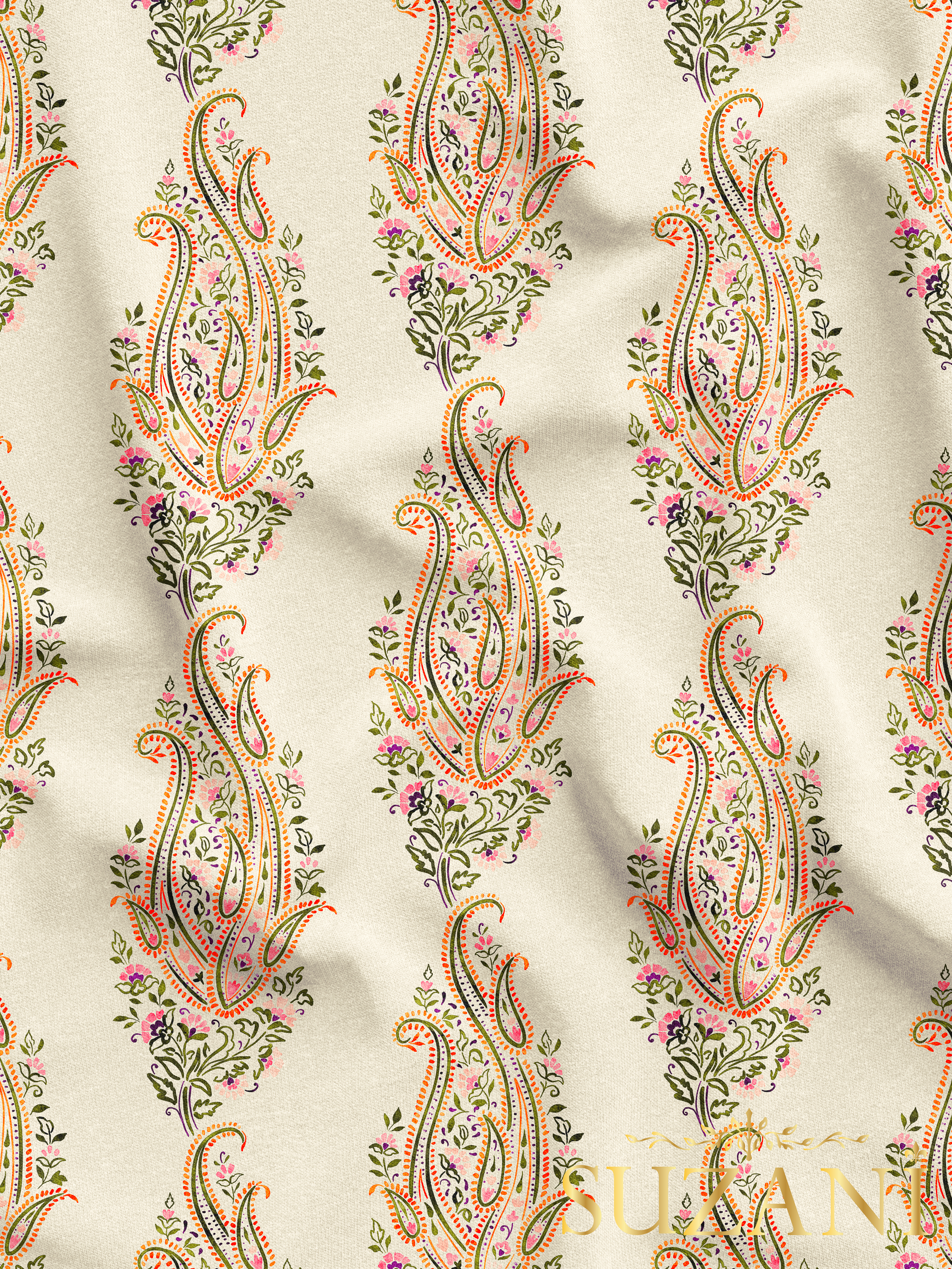 Çiçekli Şal Desenli Dijital Baskılı Kumaş