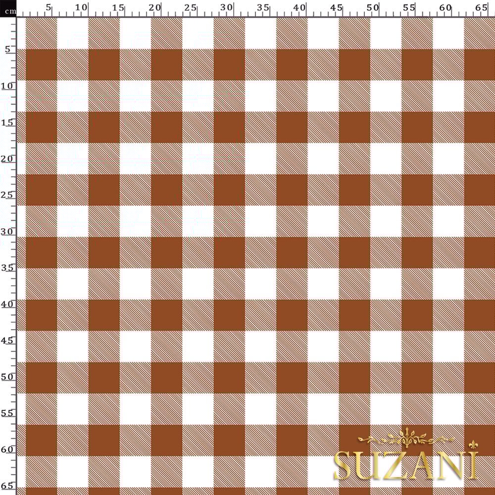 Çikolata Büyük Pötikare Desenli Dijital Baskılı Kumaş