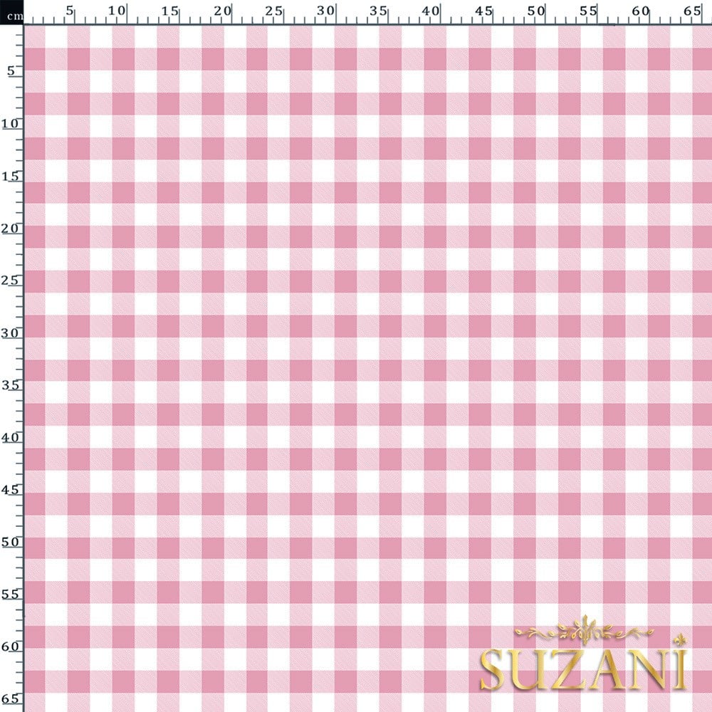 Çilek Küçük Pötikare Desenli Dijital Baskılı Kumaş