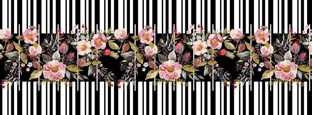 Çizgili Çiçek Desenli Runner Kumaşı