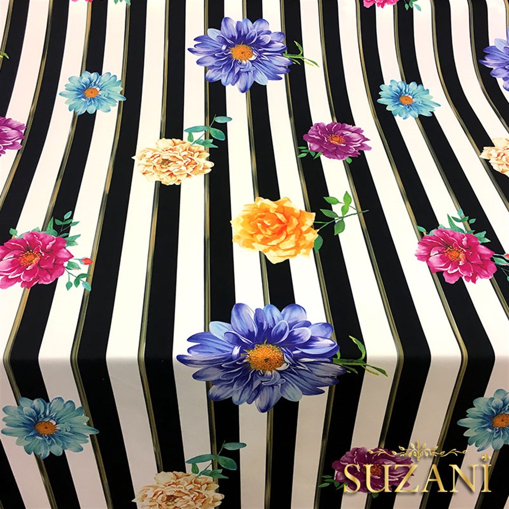 Çizgili Çiçekli Kumaş