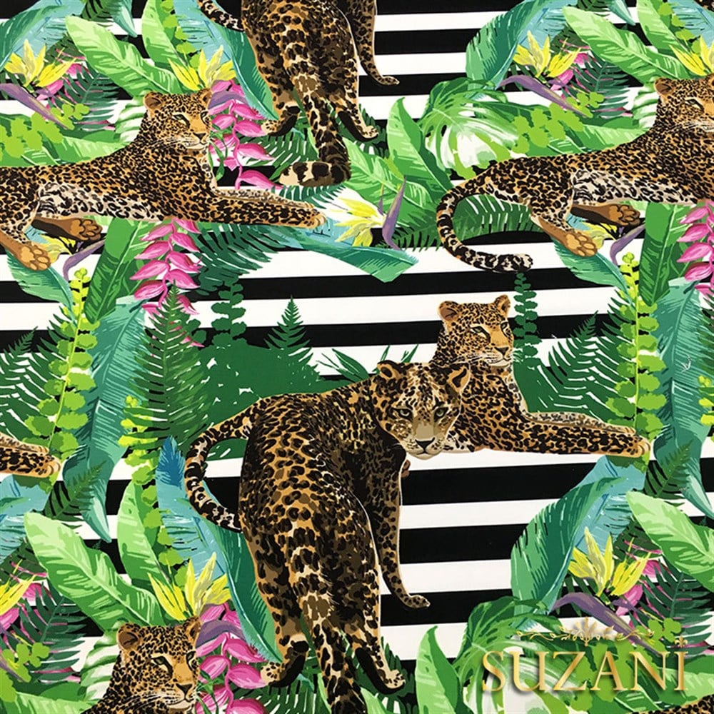 Çizgili Leopar Figürlü Kumaş