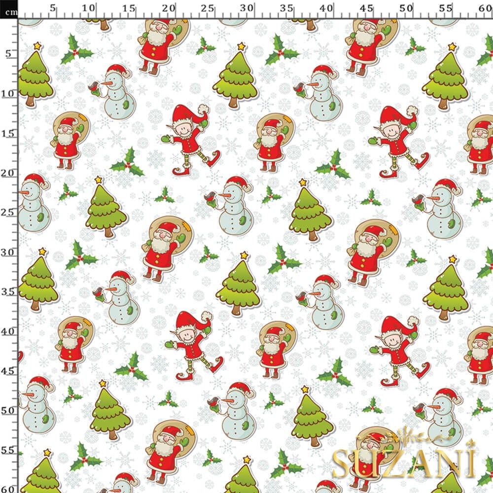 Çocuk Yılbaşı Desenli Dijital Baskılı Kumaş