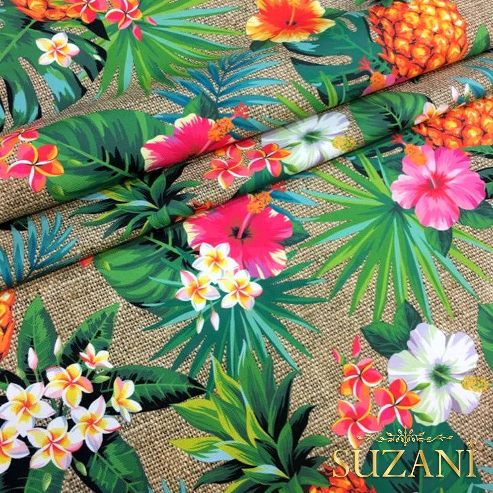 Çuval Zemin Ananas Desenli Dijital Baskılı Kumaş