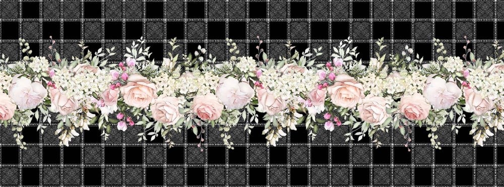 Damalı Çiçek Desenli Runner Kumaşı