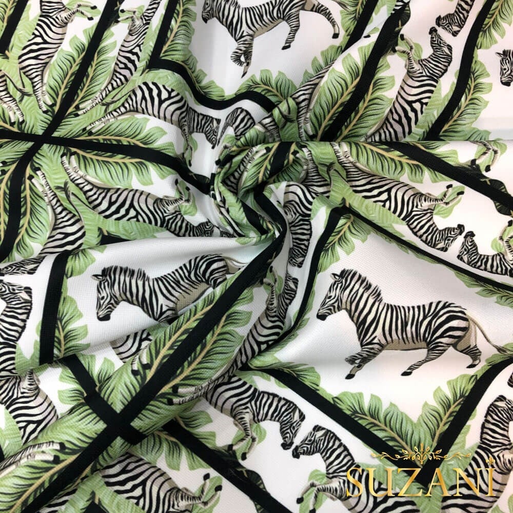 Diagonal Zebra Desenli Dijital Baskılı Kumaş