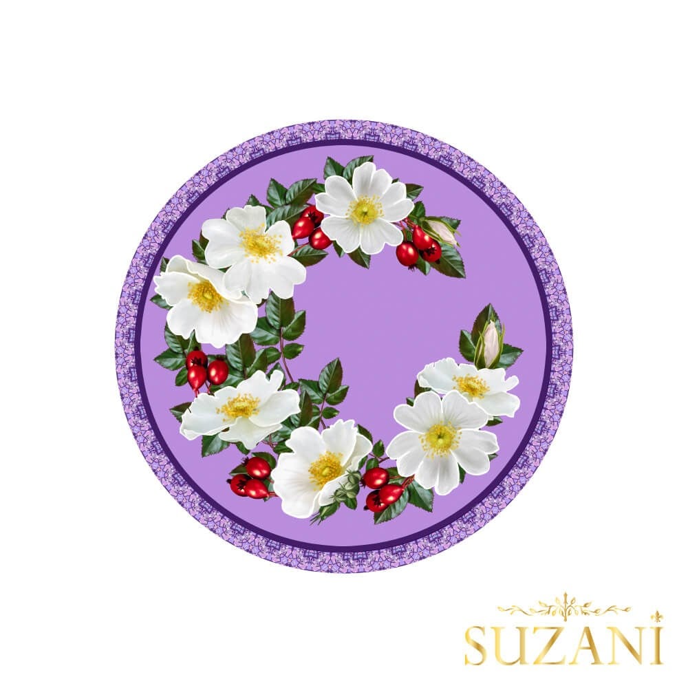 Eflatun Zemin Çiçek Desenli Supla Kumaşı