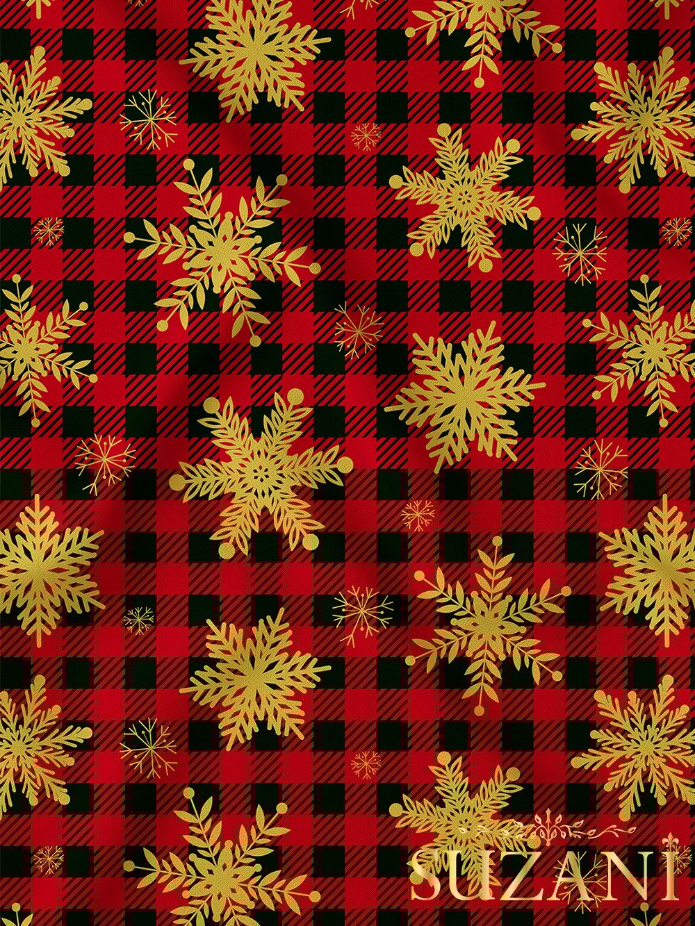 Ekose Yılbaşı Desenli Dijital Baskılı Kumaş