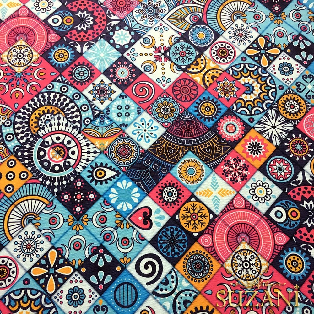 Etnik Çini Desenli Kumaş