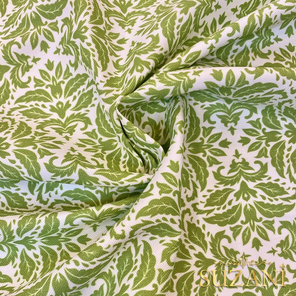 Fıstık Yeşili Motif Desenli Dijital Baskılı Kumaş