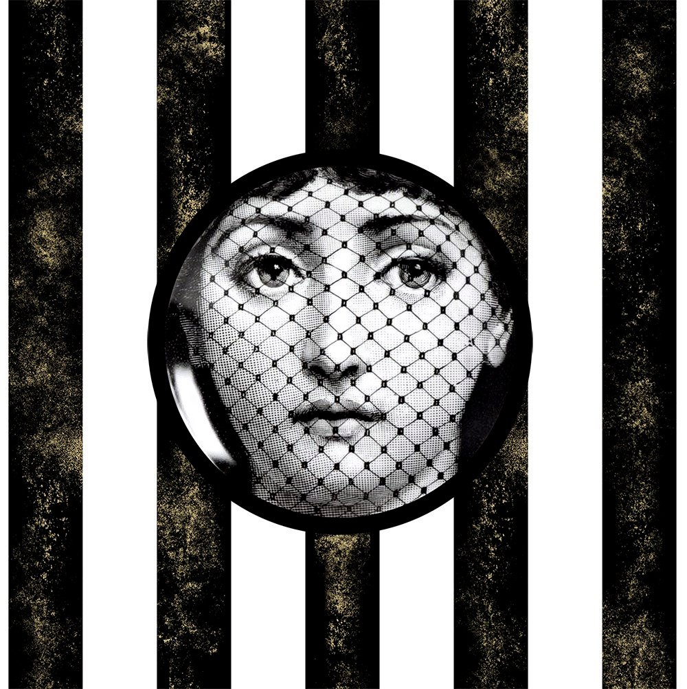 Fornasetti Yüzü 45x45cm Pano Baskılı Kumaş