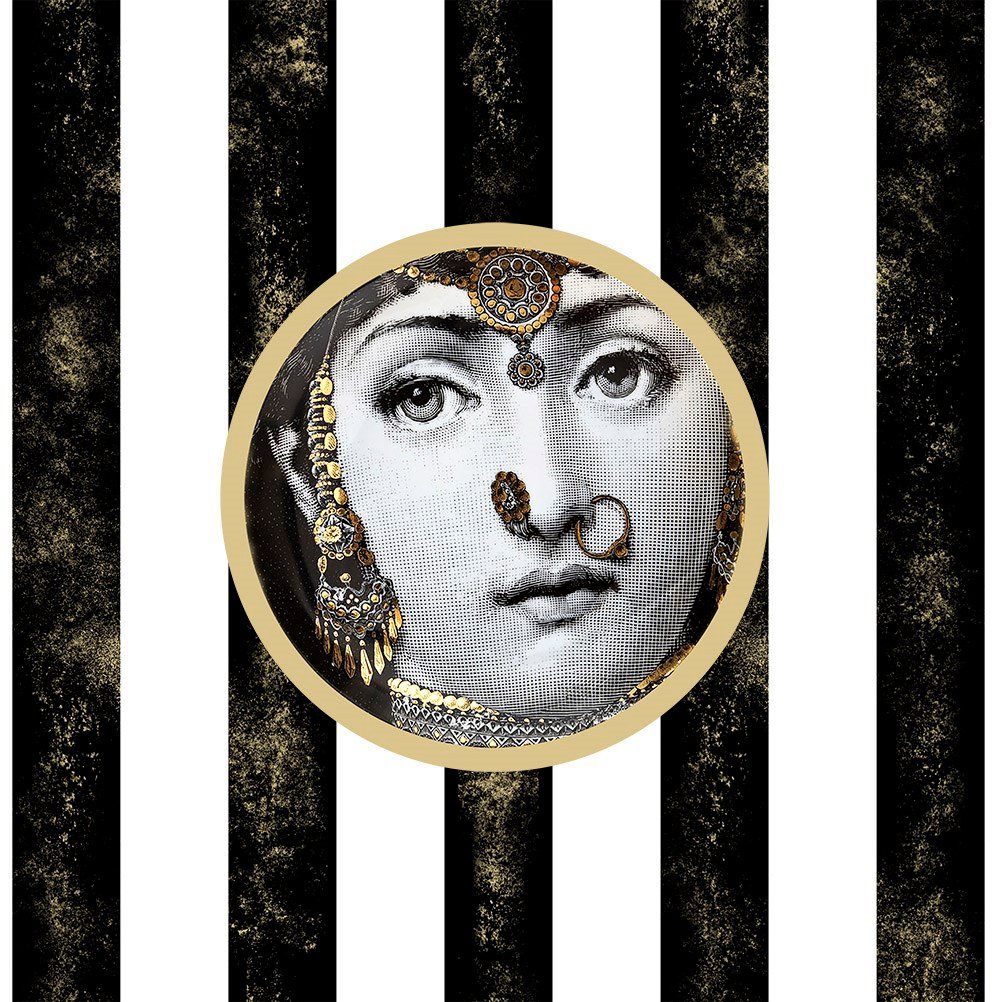 Fornasetti Yüzü 45x45cm Pano Baskılı Kumaş