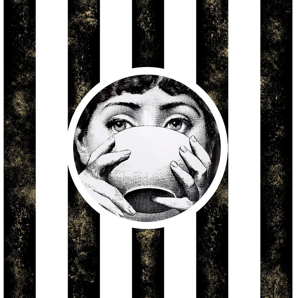 Fornasetti Yüzü 70x70cm Pano Baskılı Kumaş