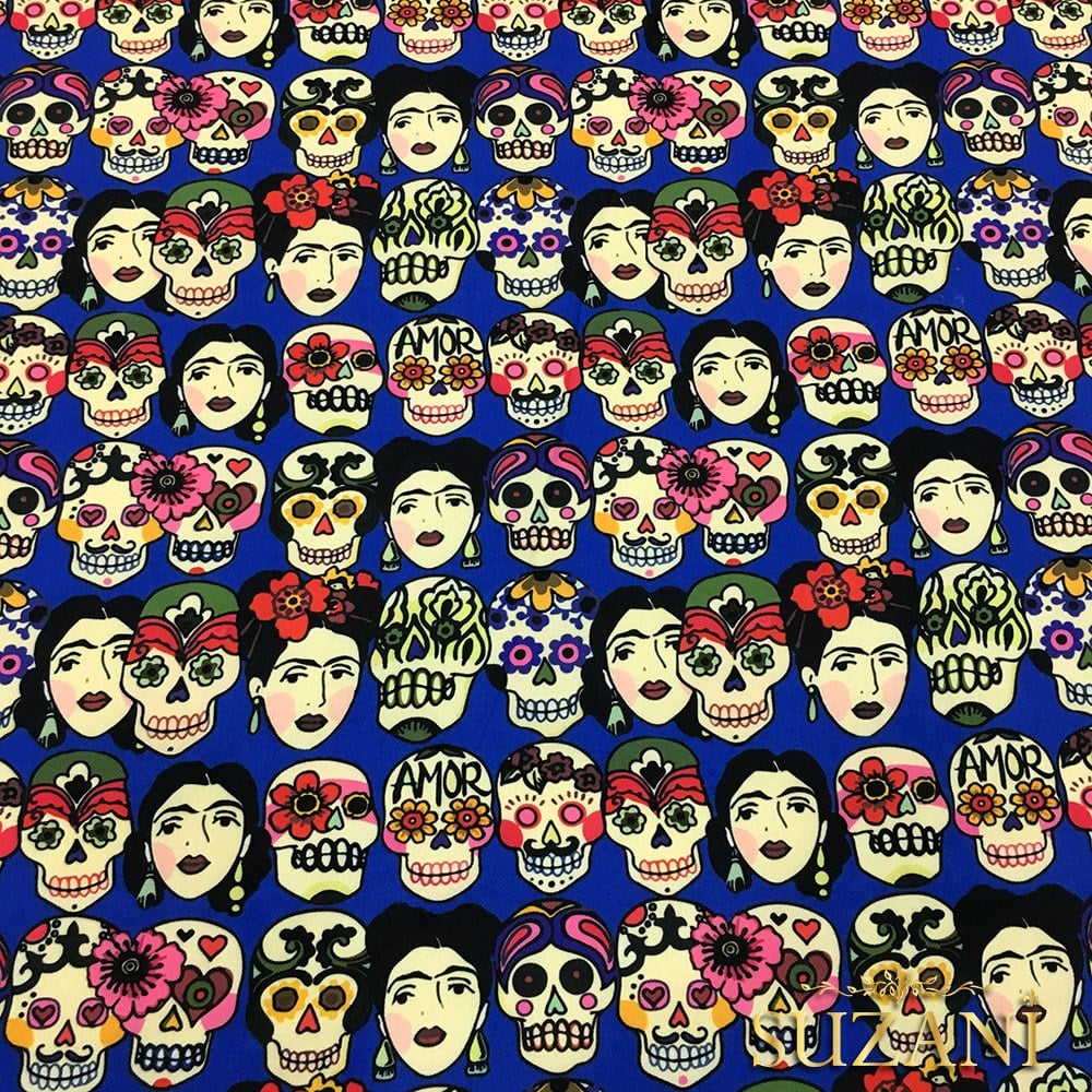 Frida Kafatası Pop Art Desenli Kumaş