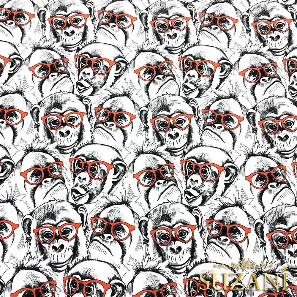 Gözlüklü Maymunlar Pop Art Desenli Kumaş