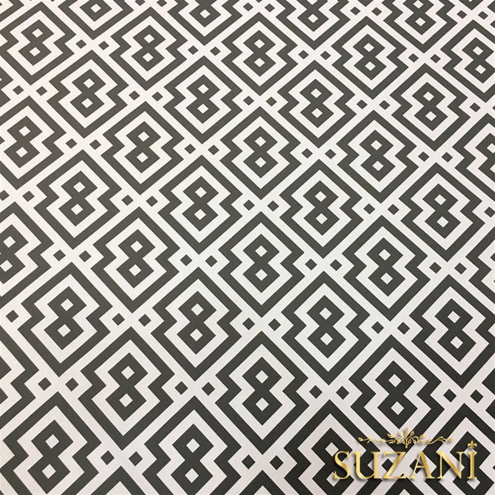 Gri Beyaz Geometrik Baklava Desenli Kumaş
