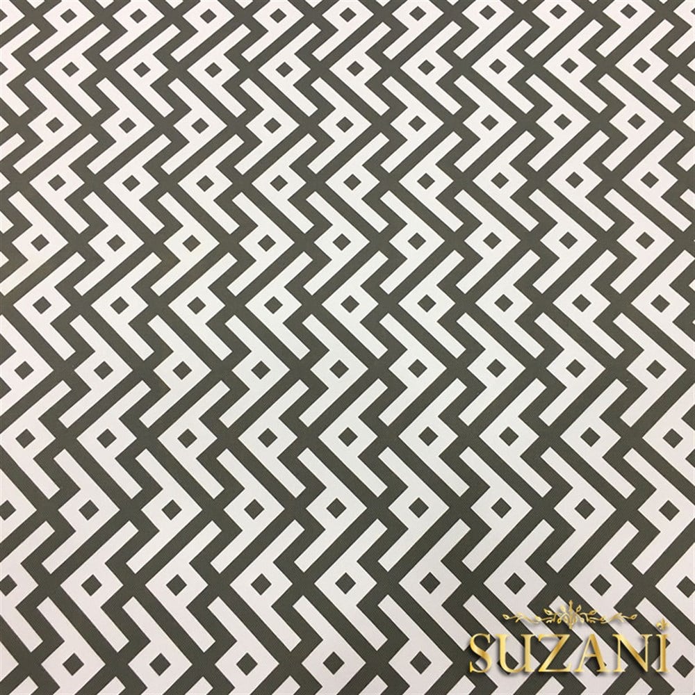 Gri Beyaz Geometrik Balık Desenli Kumaş