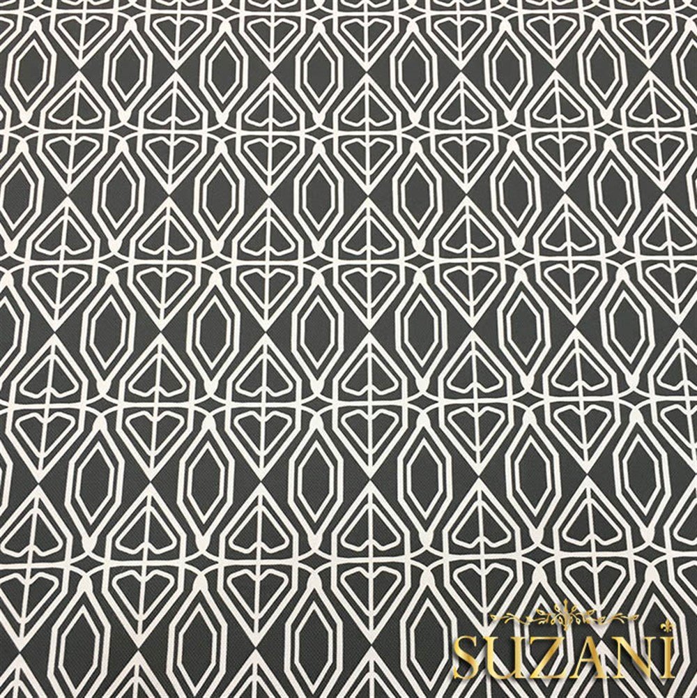 Gri Beyaz Geometrik Kumaş