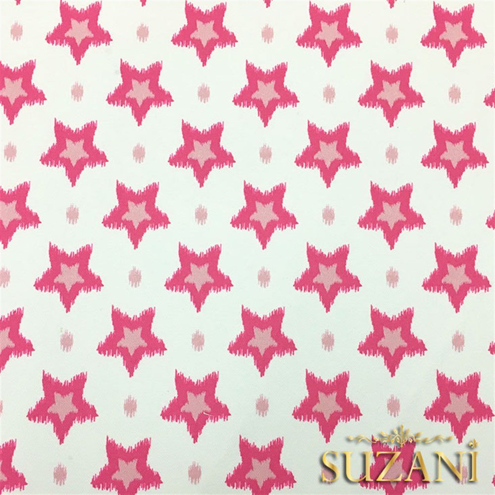İkat Pembe Yıldız Desenli Kumaş