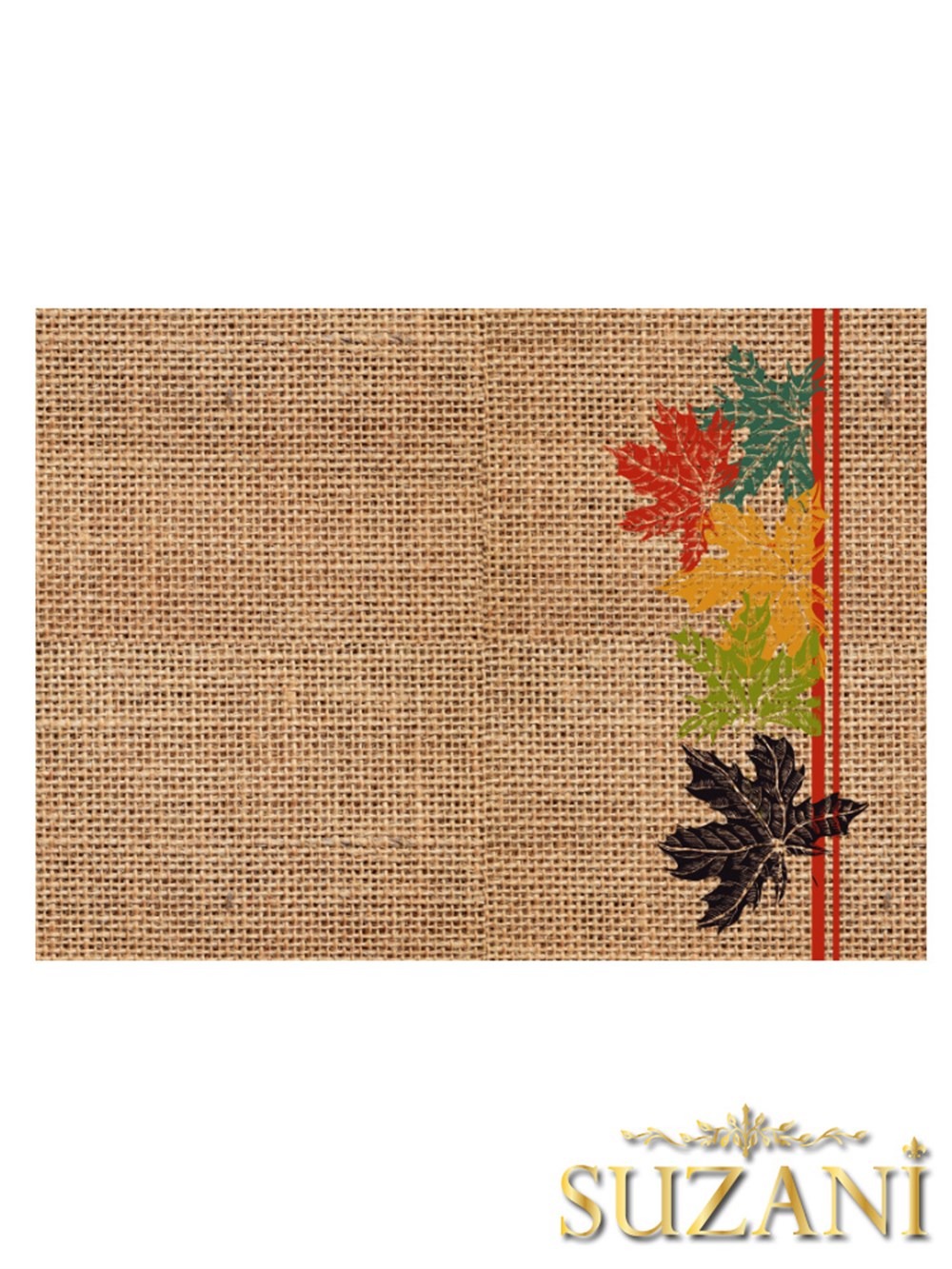 Jüt Zemin Yaprak Desenli 3'lü Amerikan Servisi Kumaşı