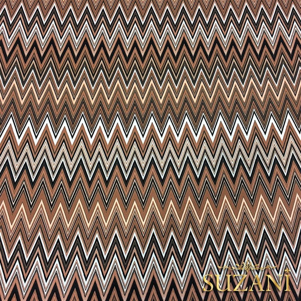 Kahve Renk Gecisli Zigzag Kumaş