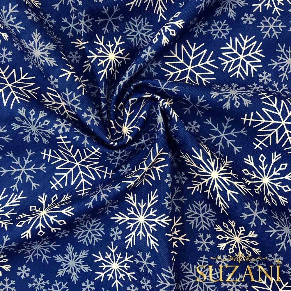 Kar Taneleri Desenli Dijital Baskılı Kumaş