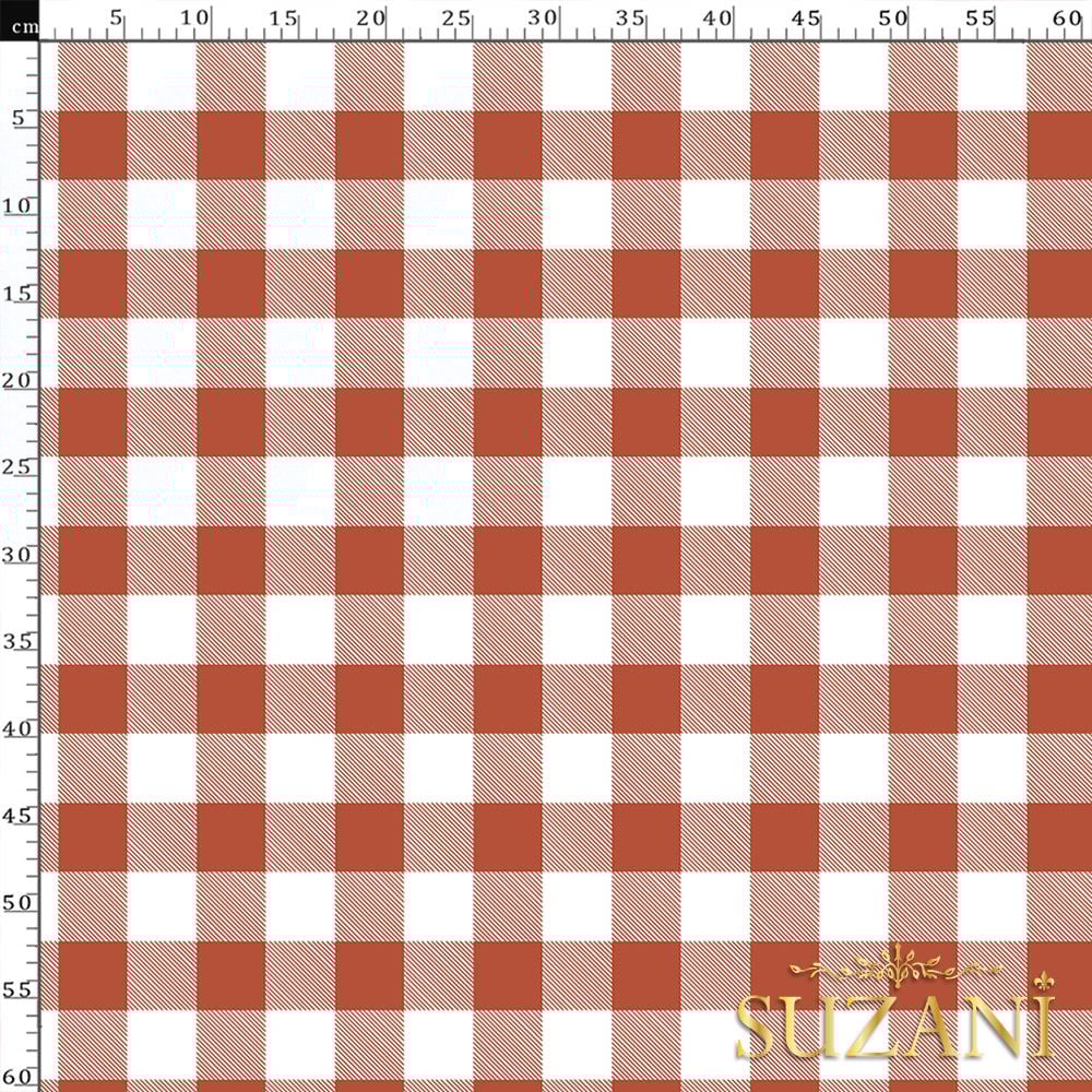 Karamel Büyük Pötikare Desenli Dijital Baskılı Kumaş