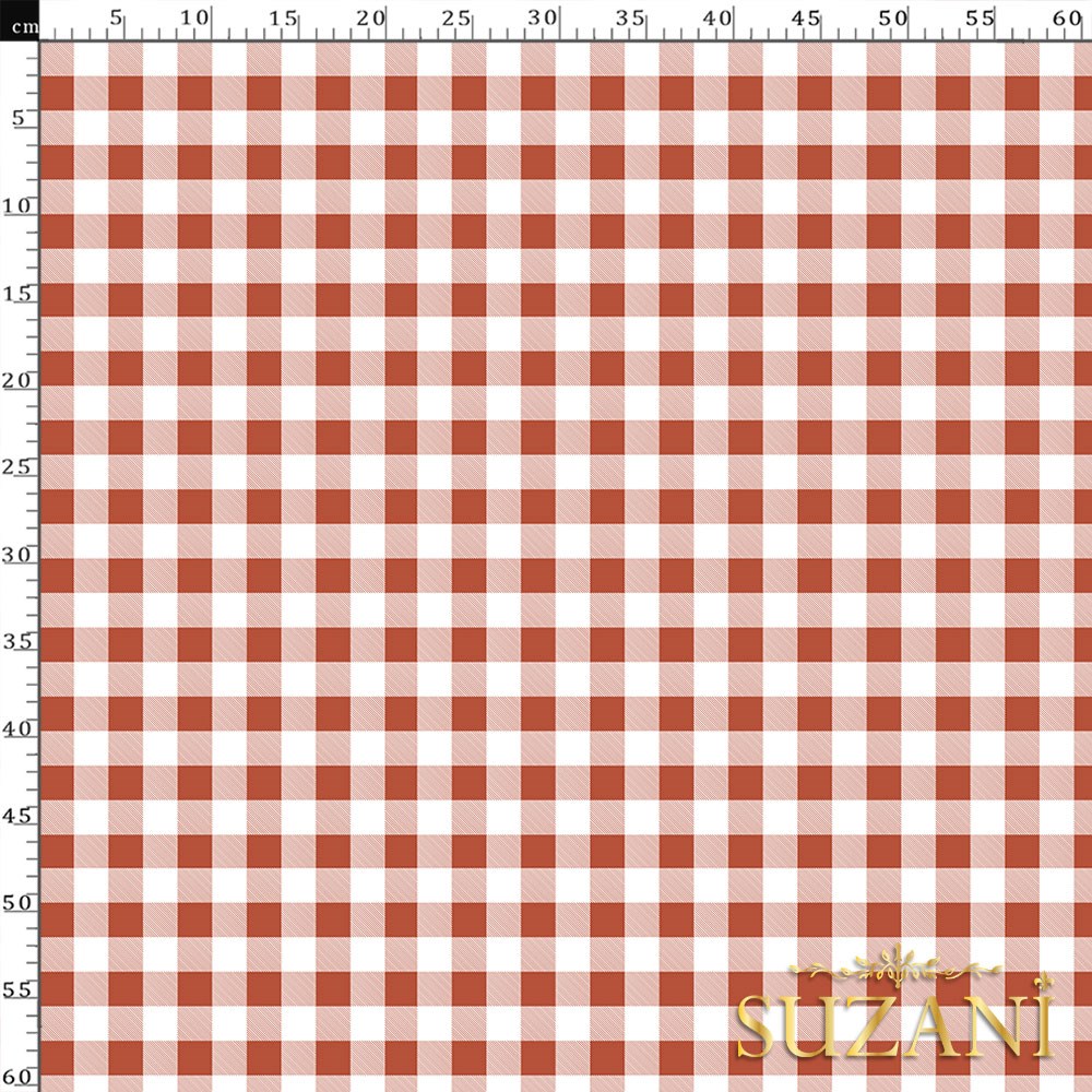 Karamel Küçük Pötikare Desenli Dijital Baskılı Kumaş
