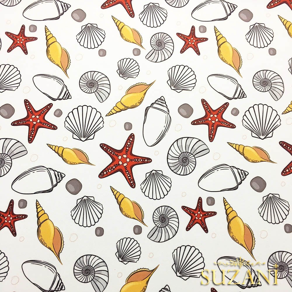 Kırmızı Deniz Yıldızı Desenli Kumaş