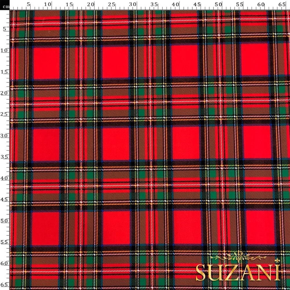 Kırmızı Ekose Desenli Dijital Baskılı Kumaş