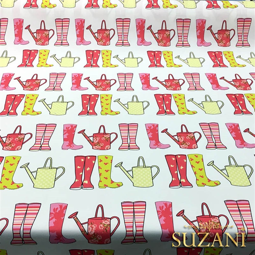 Kırmızı Sarı Çizme Desenli Kumaş