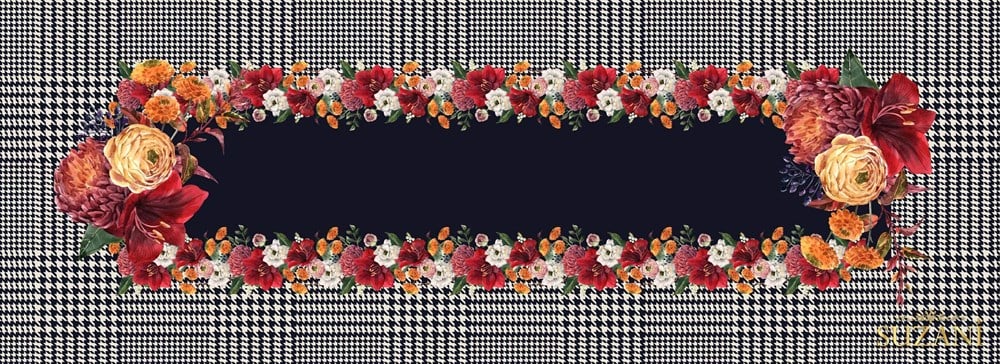 Kırmızı Yılbaşı Çiçekli Runner Kumaşı